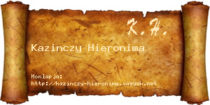 Kazinczy Hieronima névjegykártya